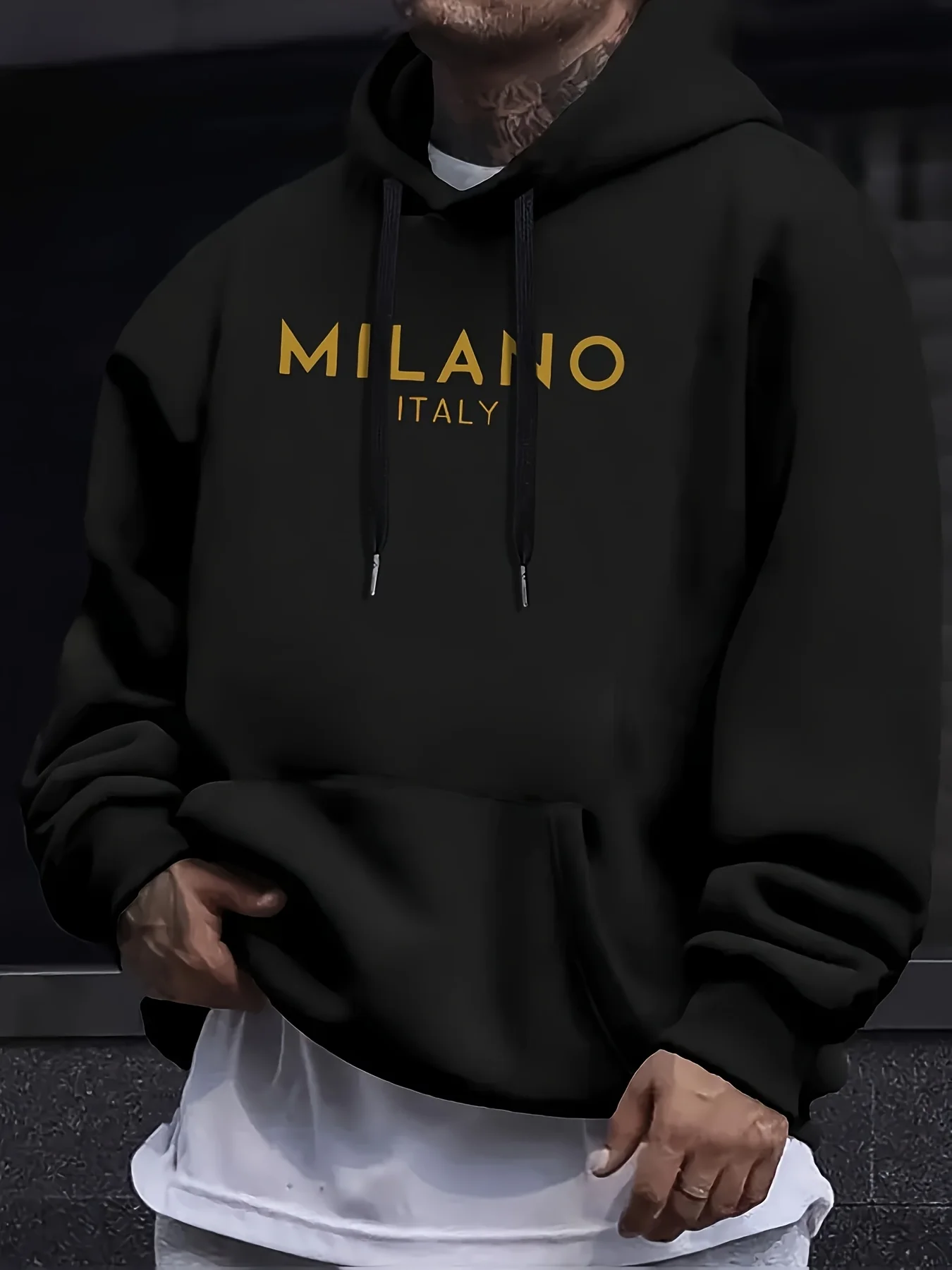 Street Fashion Milano - Herbst- und Winter-Kapuzenpullover, MILANO bedruckt, Street-Casual-Hip-Hop-Mode,