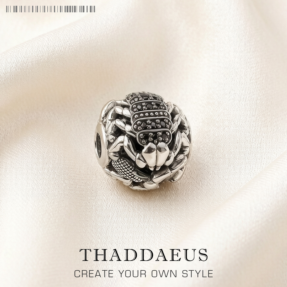Street Fashion Europe - Schwarzer Skorpion-Charm, 5 mm Loch, für