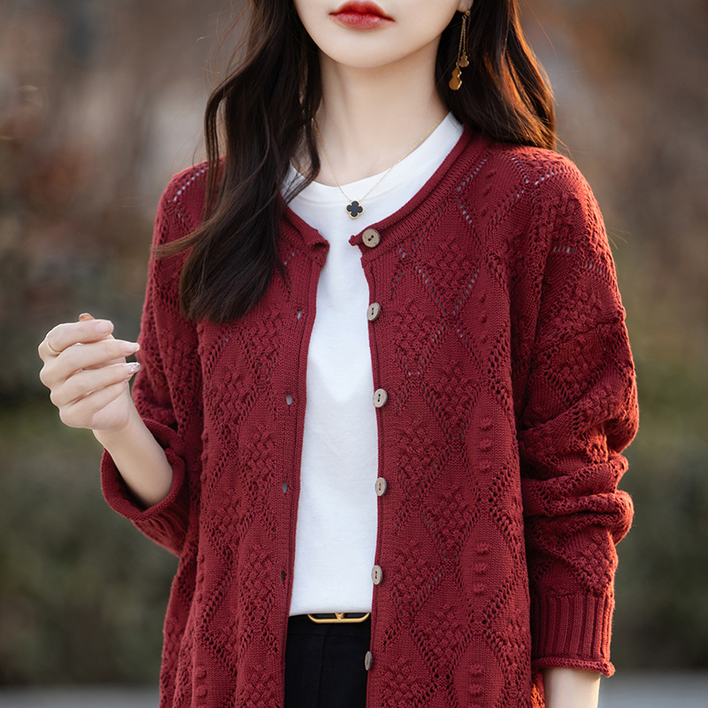 Street Fashion Model - 2024 Modische Damen-Strickwaren 100% Baumwolle Cardigan