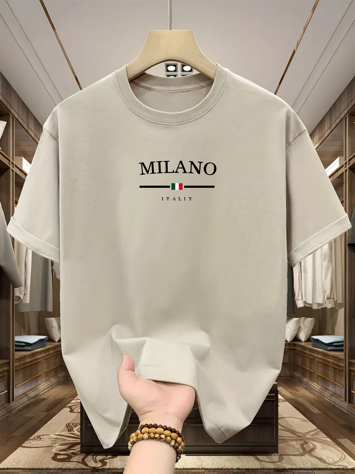 Street Fashion Milan - Herren-T-Shirt-Oberteil aus 100 % reiner Baumwolle,