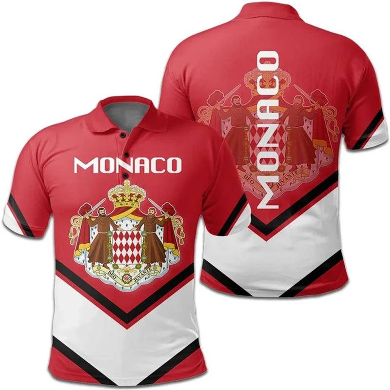 Street Fashion Monaco - Mode 3D-Druck Monaco Flagge Polos hirt