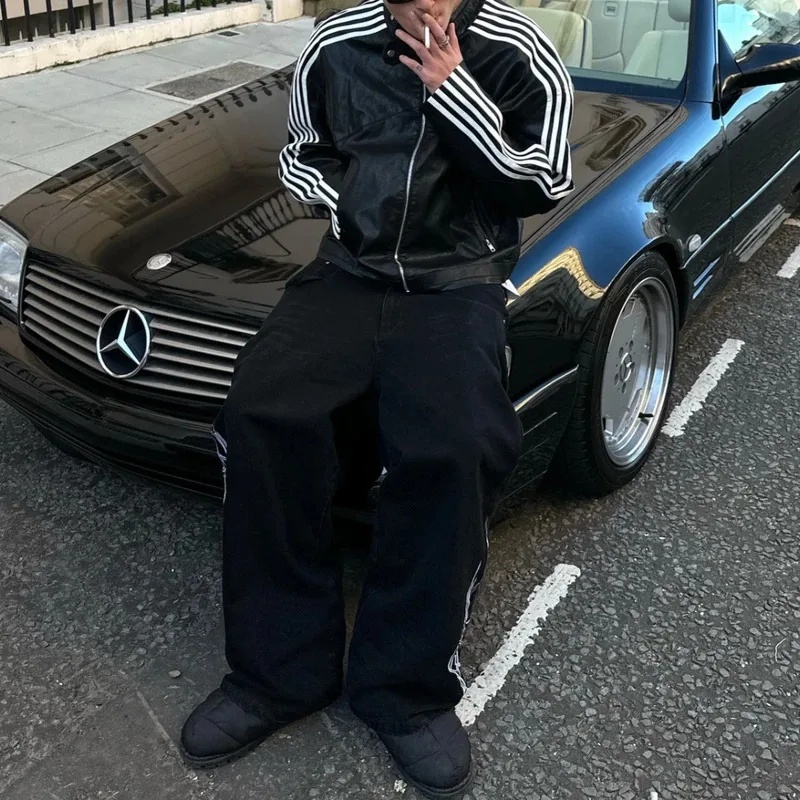 Street Fashion Europe - Premium Cosplay-Outfit Y2K Hip-Hop Mode Gestreift