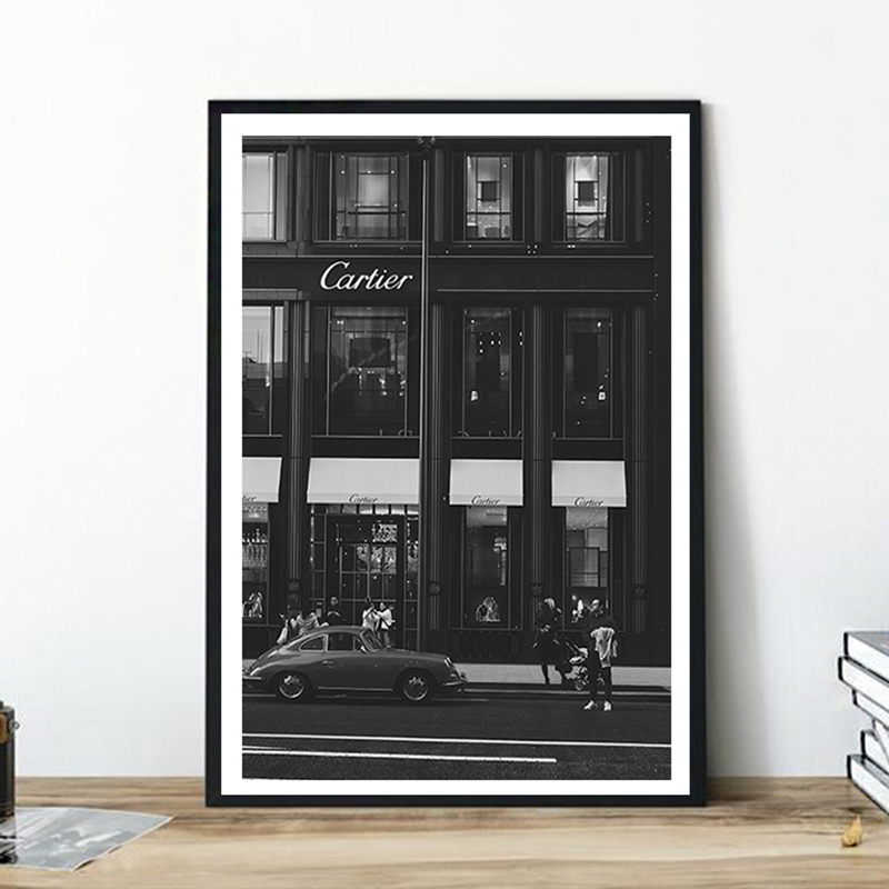 Street Fashion Vintage - Europäische Straßen-Leinwandbilder, Modische Schwarz-Weiß-Vintage-Fotoposter und -Drucke,