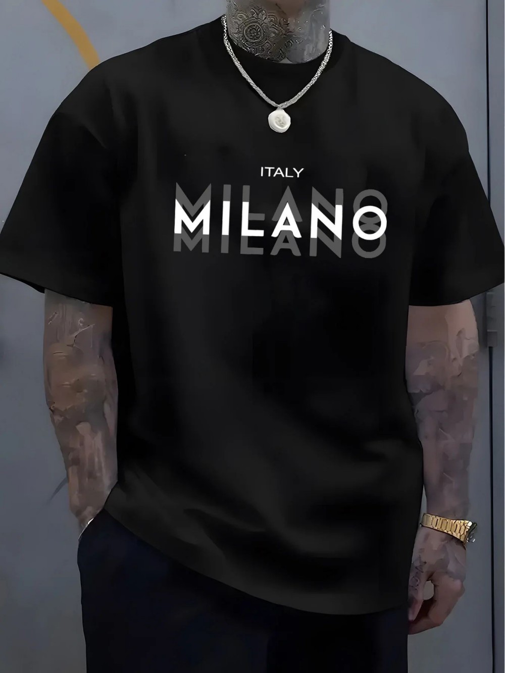 Street Fashion Milano - MILANO Sport-T-Shirt mit Buchstaben-Print für Herren