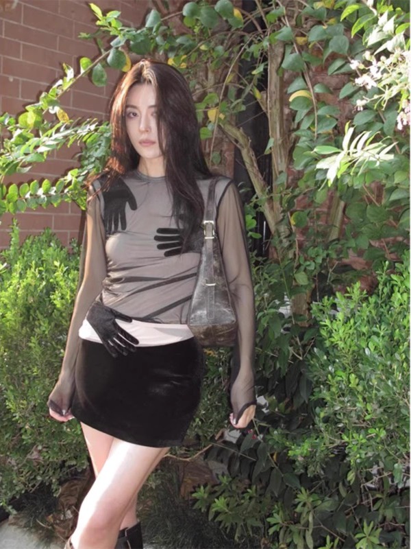 Sexy Einfarbiges Schwarzes Dop – Mesh Top Layering Bewertung und Preis
