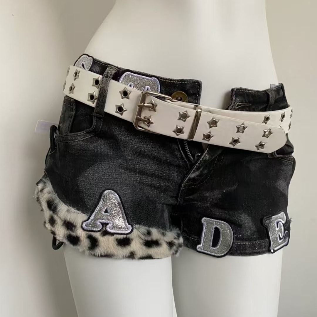 Y2k Gestickte Patch Denim Shor – Street Fashion Vintage Bewertung und Preis