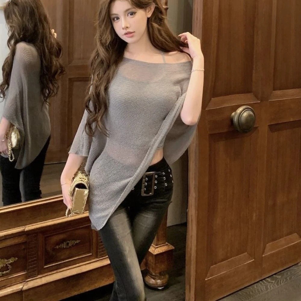 Warme, unregelmäßig gestrickte – Mesh Top Layering Bewertung und Preis